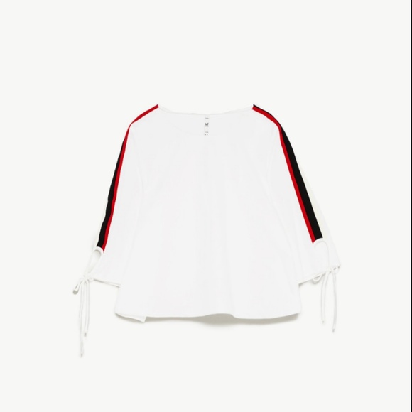Zara TRF Collection White Top With Stripes L - Picture 3 of 4